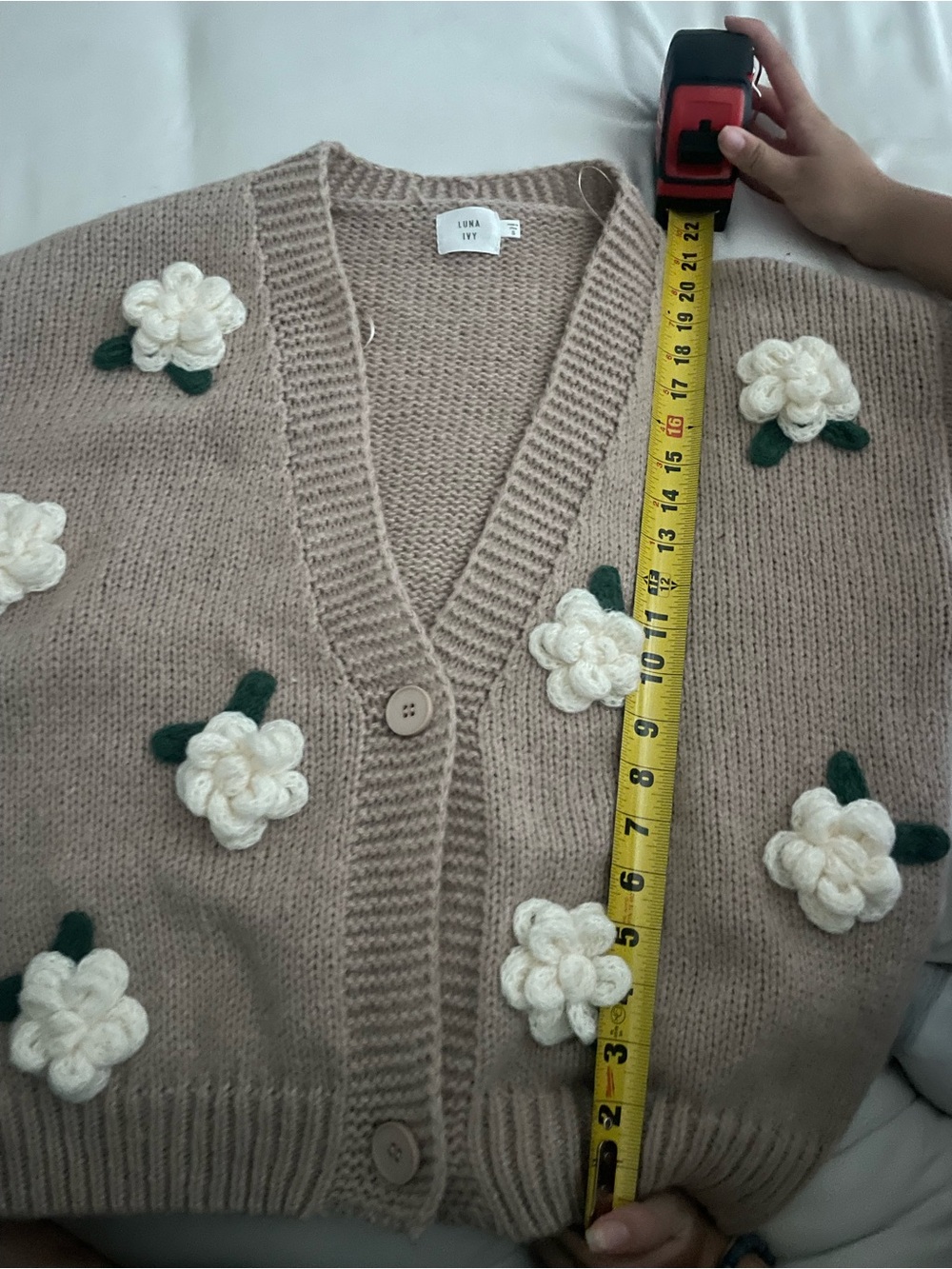 Luna Ivy Floral Knit Cardigan | Size S | 3D Flower Sweater - Picture 5 of 6